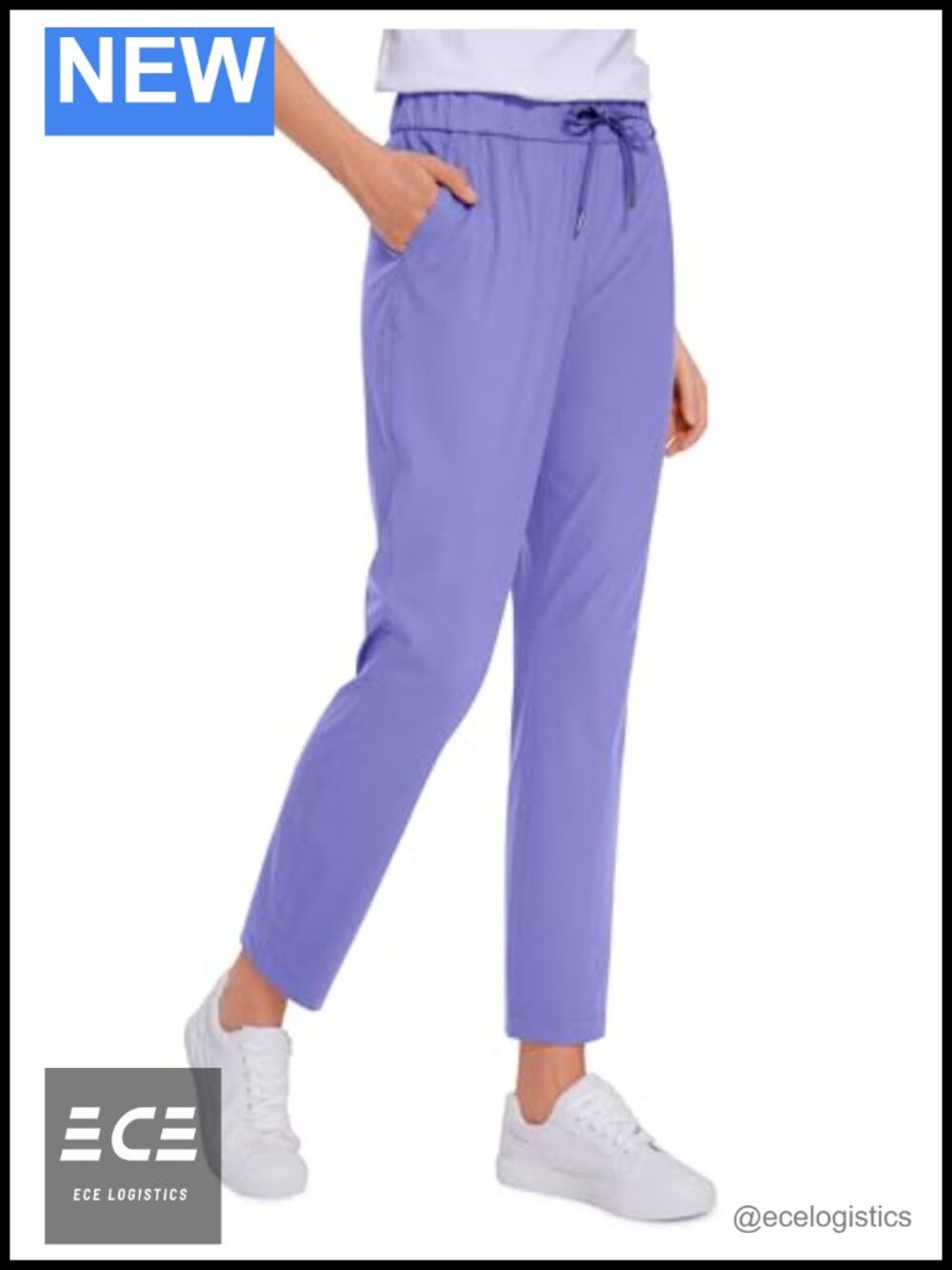 4-Way Stretch Ankle Golf Pants Slim Fit Drawstring Travel Casual Trousers